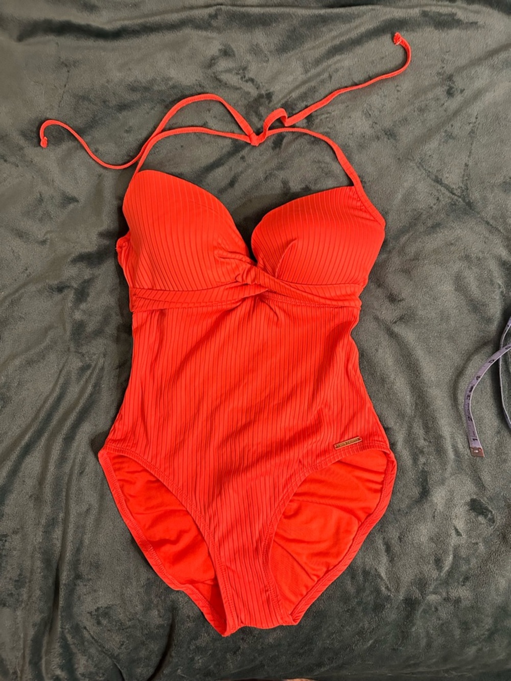 Vince Camuto Orange Ribbed One-Piece Swimsuit - Picture 4 of 15